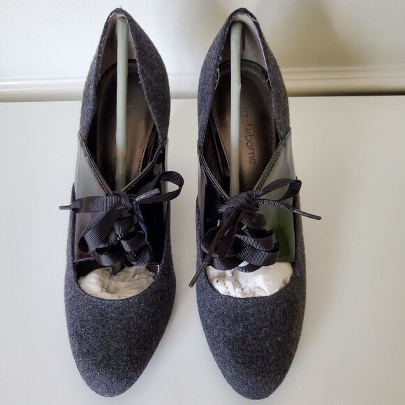 Liz Claiborne - black patent and tweed heels - size 7 - Picture 2 of 5